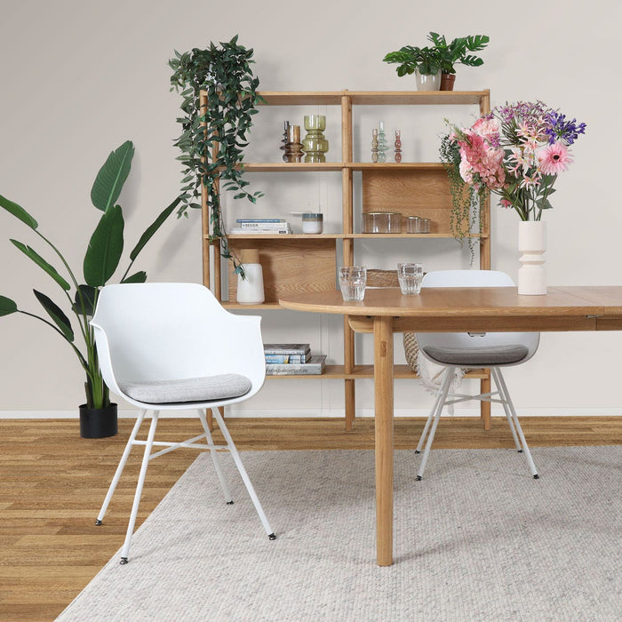 Nolon Noa-Liz Eetkamerstoel Wit - Lichtgrijs Kussen - Witte Poten