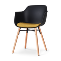 Nolon Nena-Liz Eetkamerstoel Zwart - Armleuning - Okergeel Kussen