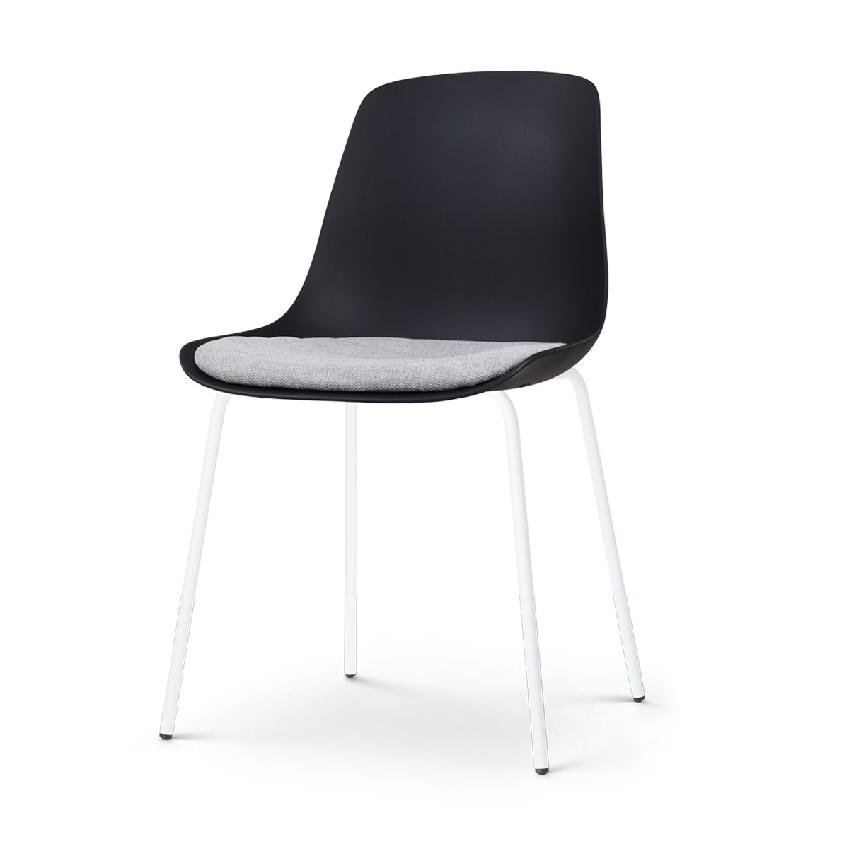 Nolon Nora-Liv Eetkamerstoel Zwart - Lichtgrijs Kussen - Witte Poten