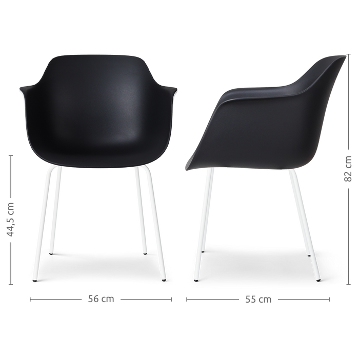 Nolon Nora-Puk Eetkamerstoel Zwart - met Armleuning - Wit Onderstel