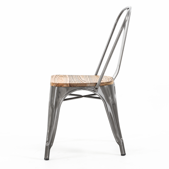 Legend Metalen Eetkamerstoel Industrieel Metaal - Houten Zitting