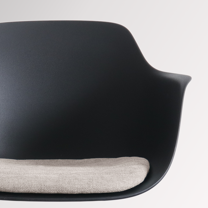 Nolon Noa-Liz Eetkamerstoel Zwart - Beige Kussen - Witte Poten