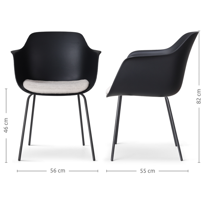 Nolon Nora-Liz Eetkamerstoel Zwart - Beige Kussen - Zwarte Poten