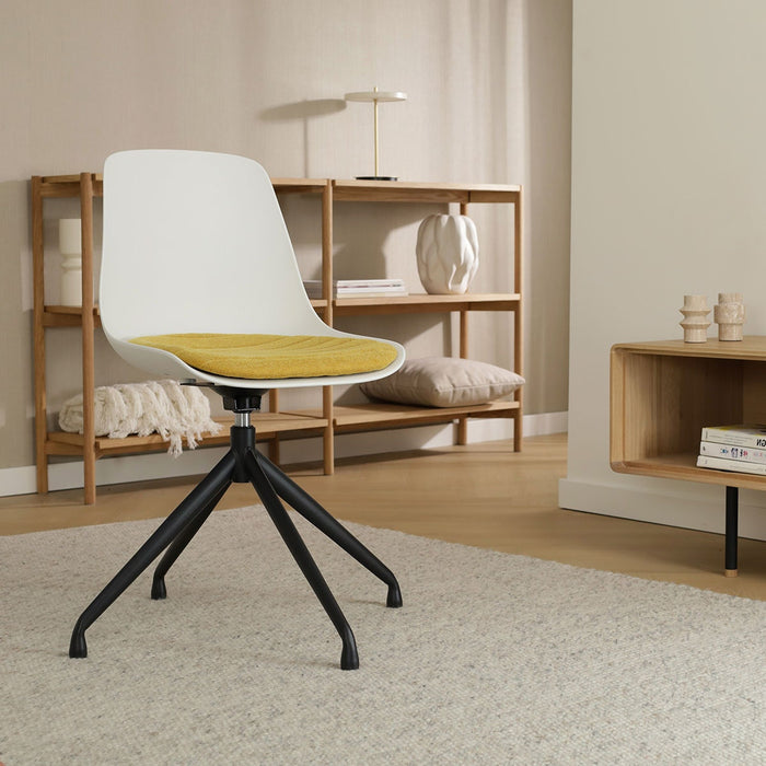 Nolon Nola-Liv Eetkamerstoel Wit - Okergeel - Draaibaar - Zwart