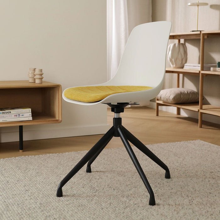 Nolon Nola-Liv Eetkamerstoel Wit - Okergeel - Draaibaar - Zwart