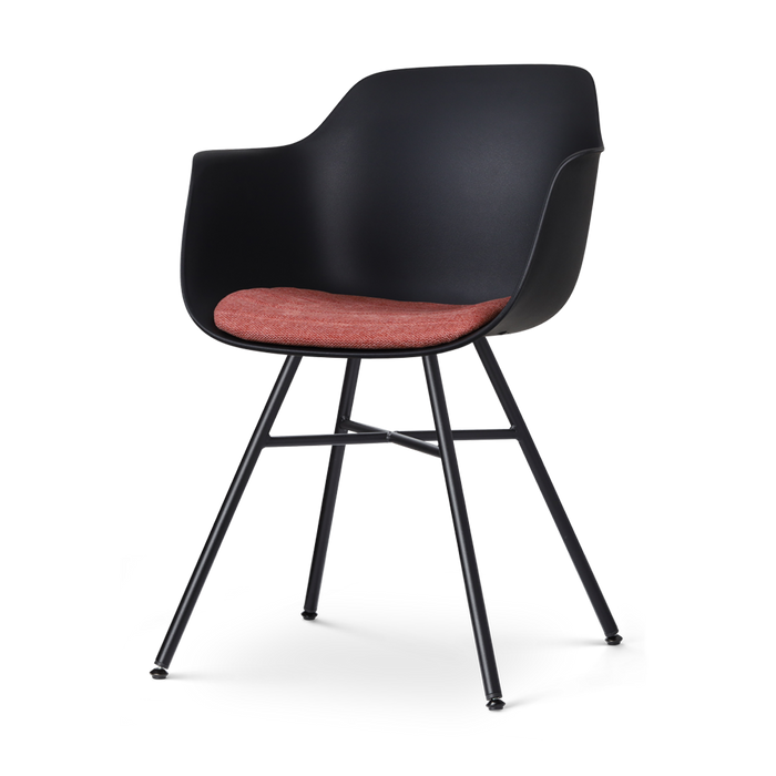 Nolon Noa-Liz Eetkamerstoel Zwart - Terracotta Kussen - Zwarte Poten