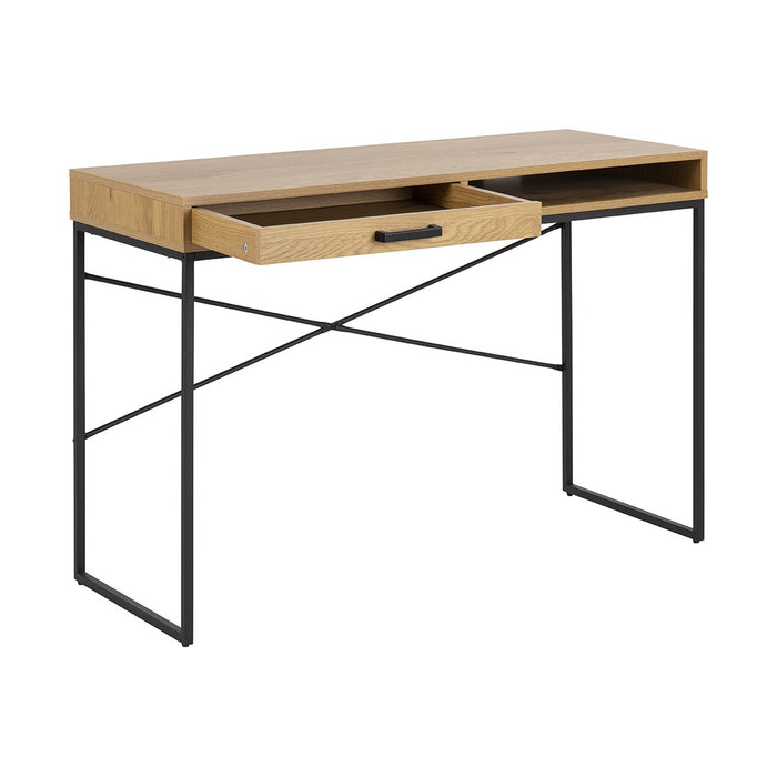 Lisomme Vic houten bureau naturel - met opbergvak - 110 x 45 cm