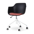 Nolon Nout-Liz Bureaustoel Zwart - Terracotta Kussen - Wit Onderstel