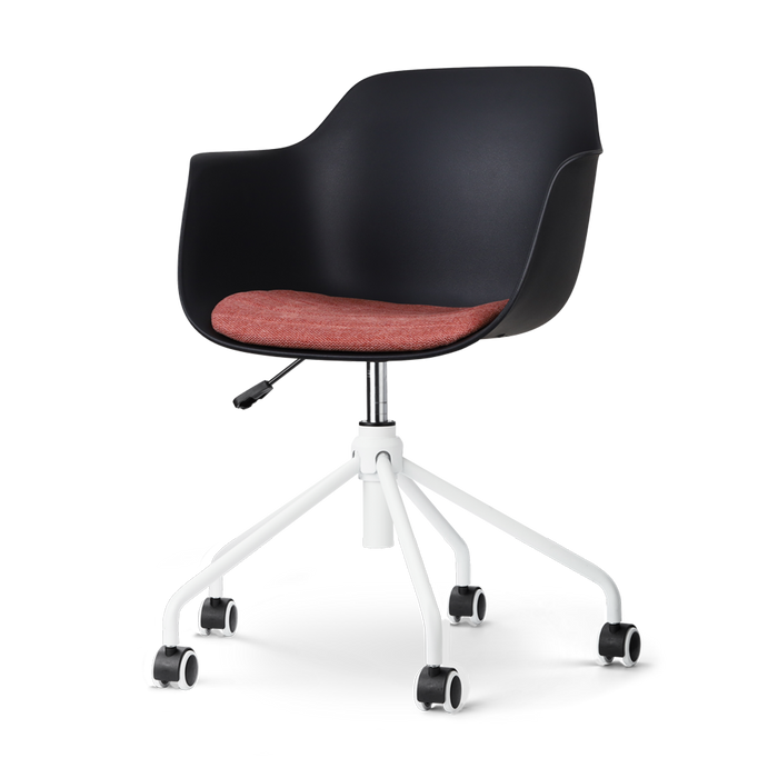 Nolon Nout-Liz Bureaustoel Zwart - Terracotta Kussen - Wit Onderstel