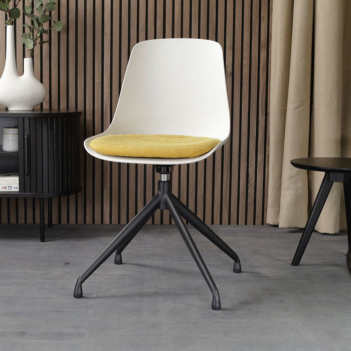 Nolon Nola-Liv Eetkamerstoel Wit - Okergeel - Draaibaar - Zwart