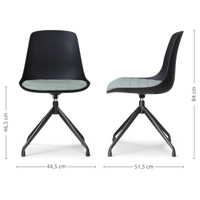 Nolon Nola-Liv Eetkamerstoel Zwart - Zacht Groen - Draaibaar - Zwart