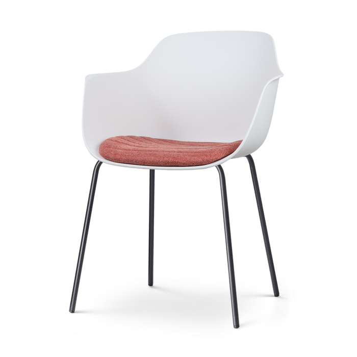 Nolon Nora-Liz Eetkamerstoel Wit - Terracotta Kussen - Zwarte Poten