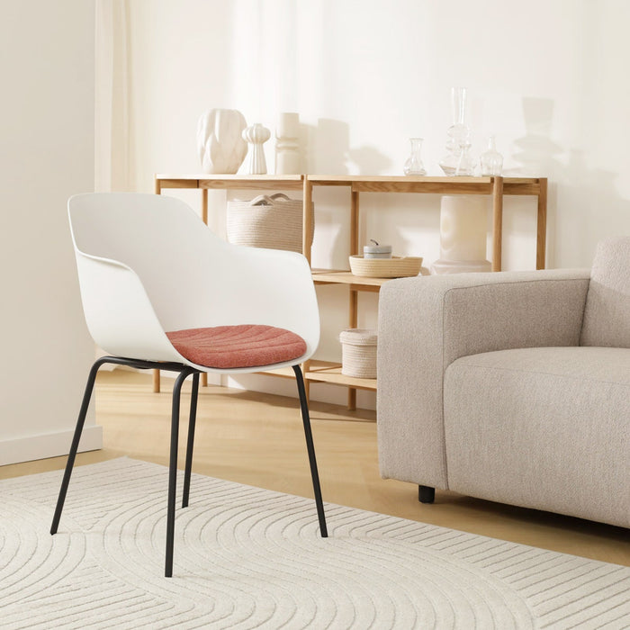 Nolon Nora-Liz Eetkamerstoel Wit - Terracotta Kussen - Zwarte Poten