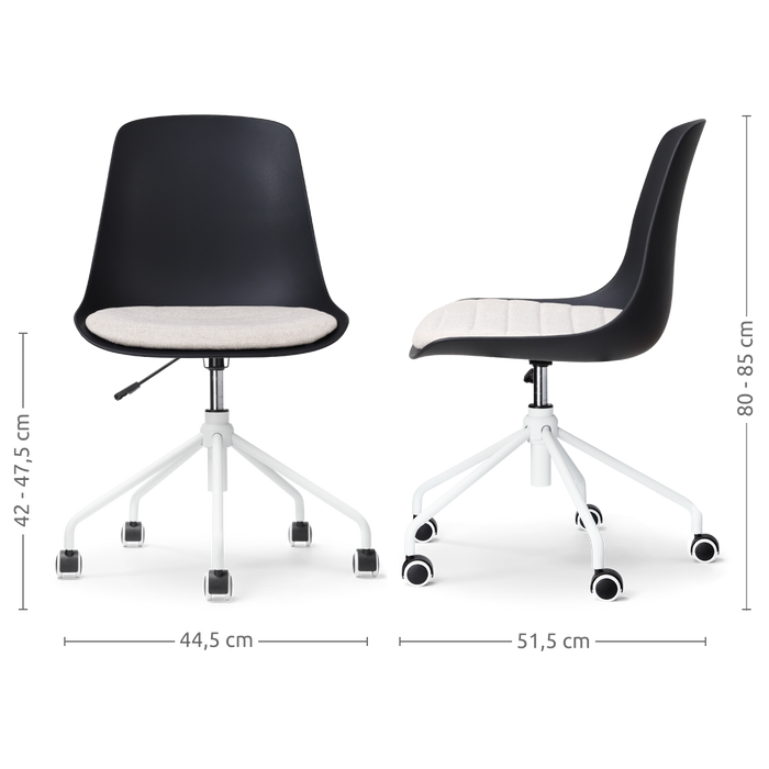 Nolon Nout-Liv Bureaustoel Zwart - Beige Kussen - Wit Onderstel