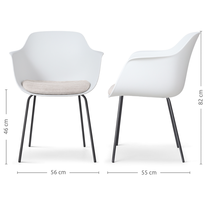 Nolon Nora-Liz Eetkamerstoel Wit - Beige Kussen - Zwarte Poten