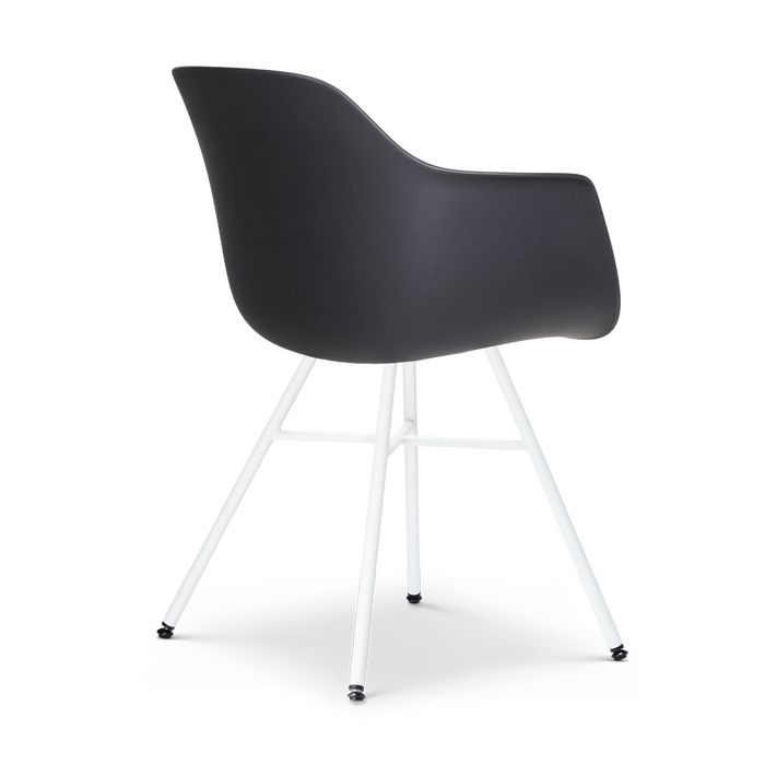 Nolon Noa-Liz Eetkamerstoel Zwart - Zacht Groen Kussen - Witte Poten