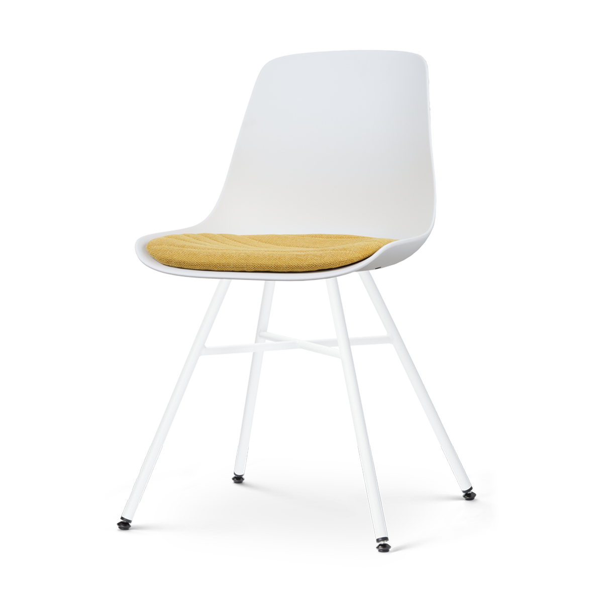 Nolon Noa-Liv Eetkamerstoel Wit - Okergeel Kussen - Wit Onderstel