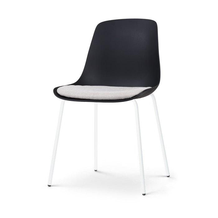 Nolon Nora-Liv Eetkamerstoel Zwart - Beige Kussen - Witte Poten
