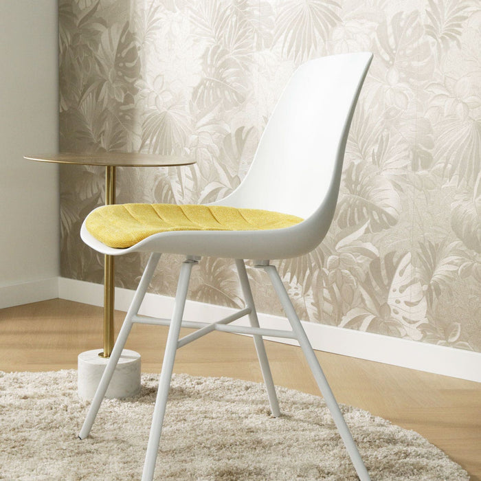 Nolon Noa-Liv Eetkamerstoel Wit - Okergeel Kussen - Wit Onderstel