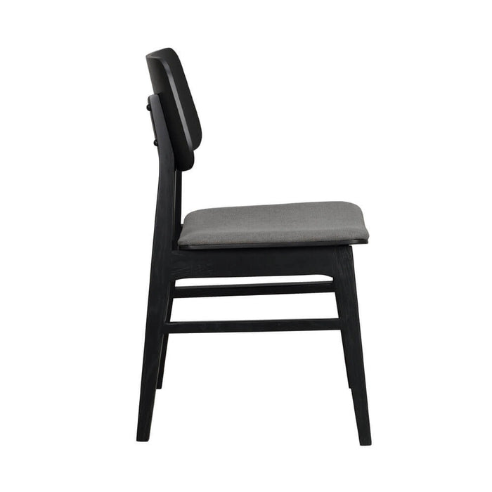 Rowico Home Nagano Houten Eetkamerstoel Zwart - Met Grijs Zitkussen