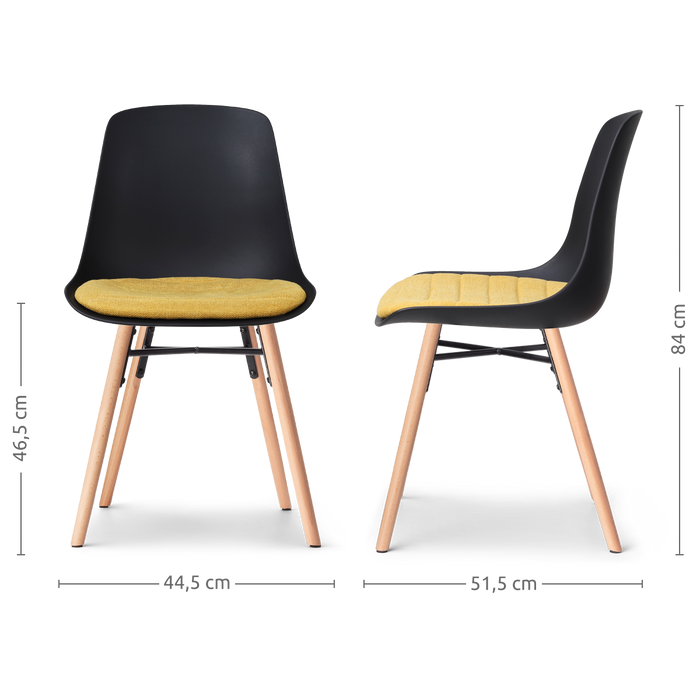 Nolon Nena-Liv Eetkamerstoel Zwart - Okergeel Kussen - Houten Poten