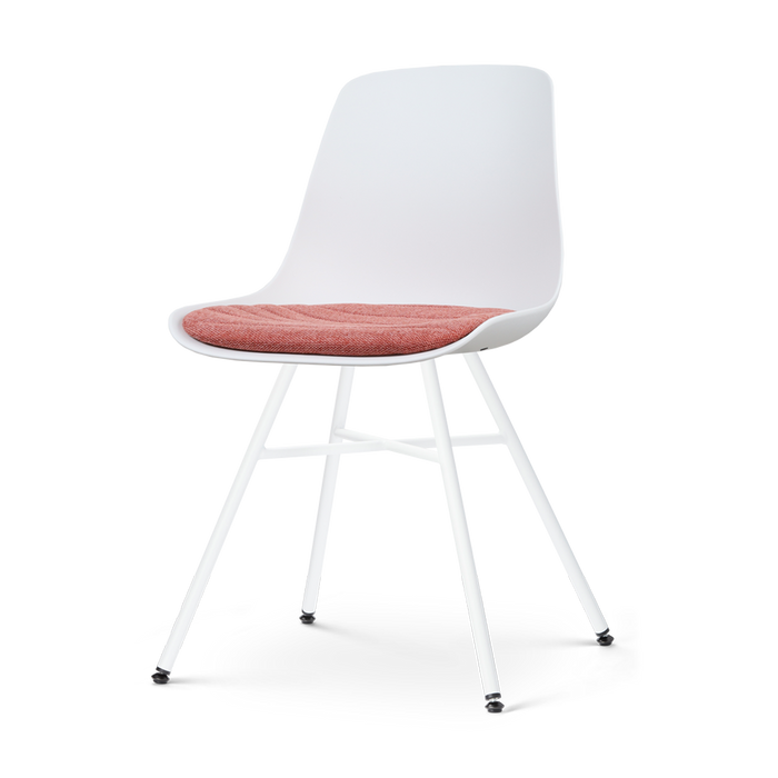 Nolon Noa-Liv Eetkamerstoel Wit - Terracotta Kussen - Wit Onderstel