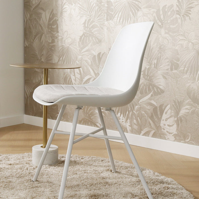 Nolon Noa-Liv Eetkamerstoel Wit - Beige Kussen - Wit Onderstel