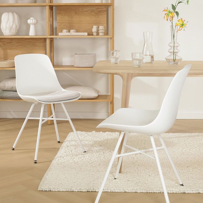 Nolon Noa-Liv Eetkamerstoel Wit - Beige Kussen - Wit Onderstel