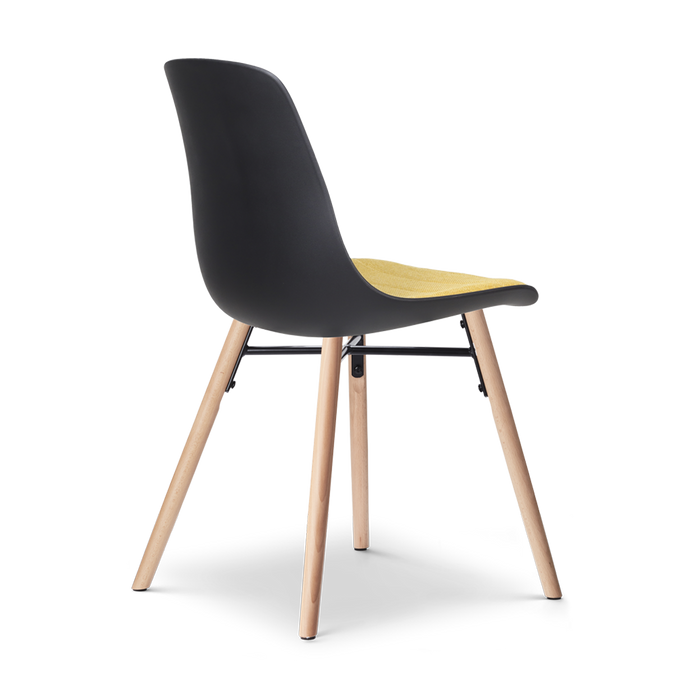 Nolon Nena-Liv Eetkamerstoel Zwart - Okergeel Kussen - Houten Poten