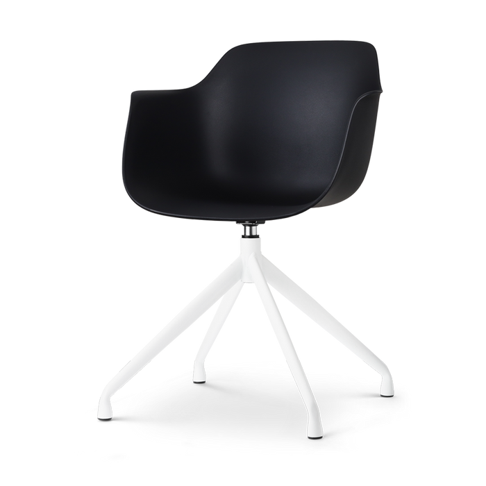 Nolon Nola-Puk Eetkamerstoel Zwart - Draaibaar - Armleuning - Wit