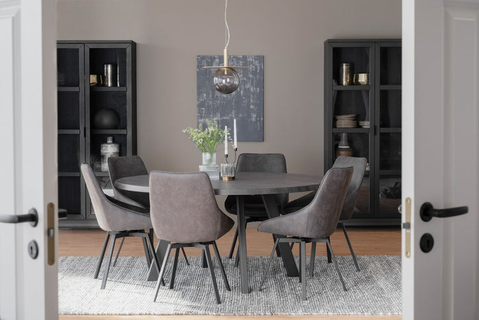 Rowico Home Alison Draaibare Eetkamerstoel Donkegrijs - Kunstleer