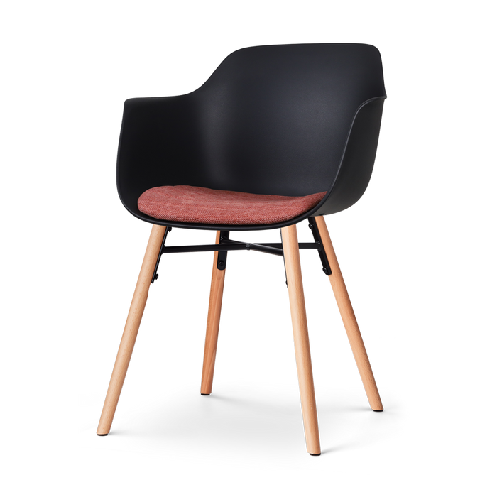 Nolon Nena-Liz Eetkamerstoel Zwart - Armleuning - Terracotta Kussen