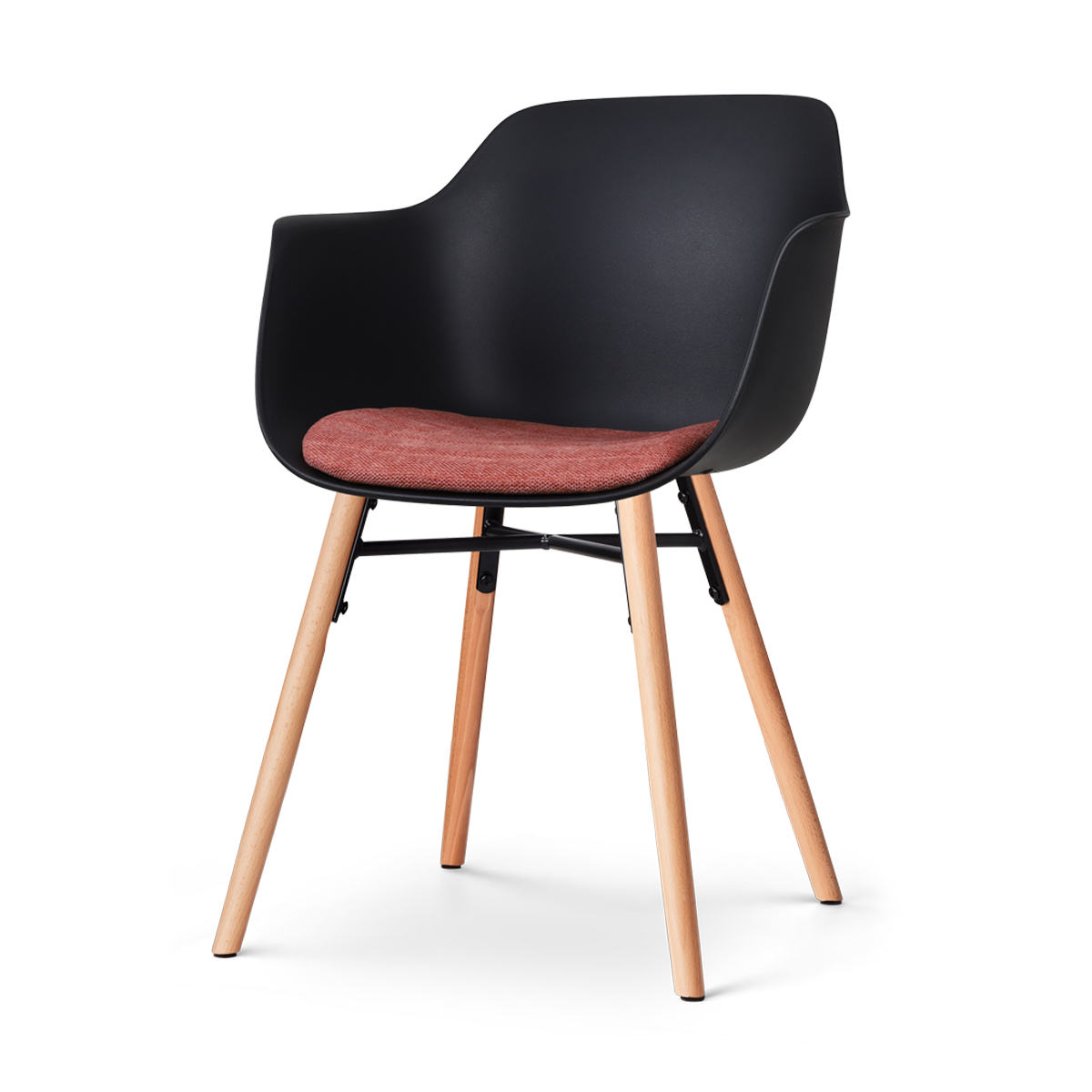 Nolon Nena-Liz Eetkamerstoel Zwart - Armleuning - Terracotta Kussen