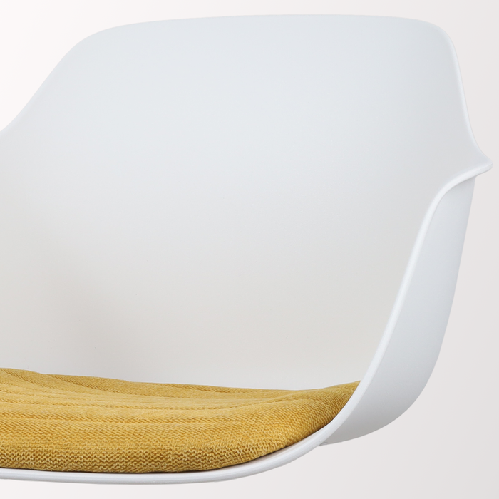 Nolon Nena-Liz Eetkamerstoel Wit - Armleuning - Okergeel Kussen