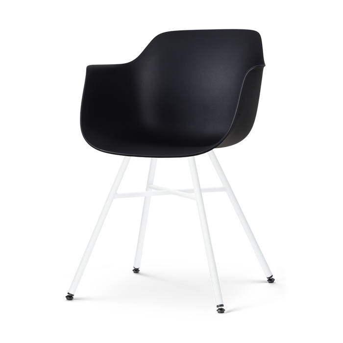 Nolon Noa-Puk Eetkamerstoel Zwart - met Armleuning - Wit Onderstel