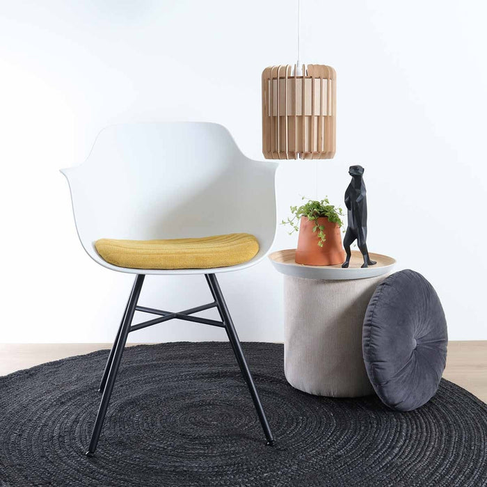 Nolon Noa-Liz Eetkamerstoel Wit - Okergeel Kussen - Zwarte Poten