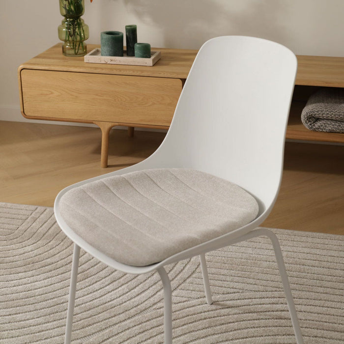Nolon Nora-Liv Eetkamerstoel Wit - Beige Kussen - Witte Poten