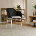 Nolon Nora-Liz Eetkamerstoel Zwart - Beige Kussen - Witte Poten