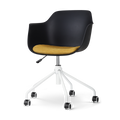 Nolon Nout-Liz Bureaustoel Zwart - Okergeel Kussen - Wit Onderstel