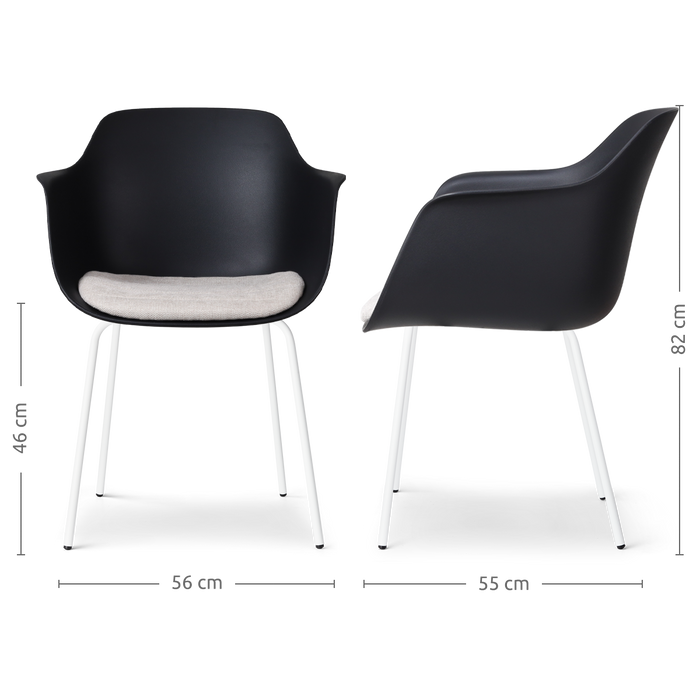 Nolon Nora-Liz Eetkamerstoel Zwart - Beige Kussen - Witte Poten