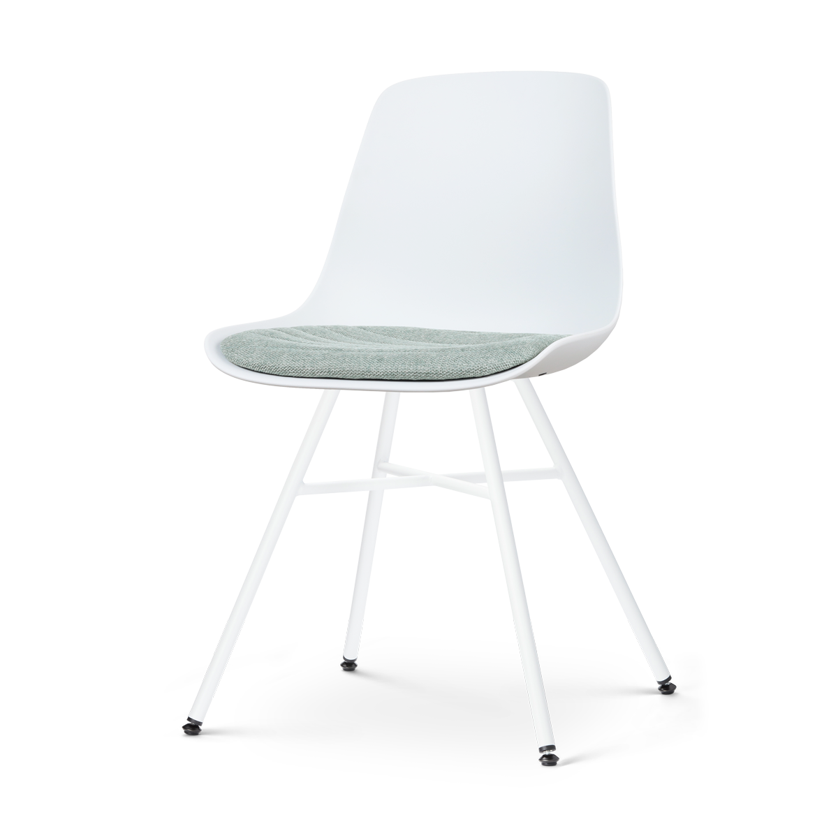 Nolon Noa-Liv Eetkamerstoel Wit - Zacht Groen Kussen - Wit Onderstel