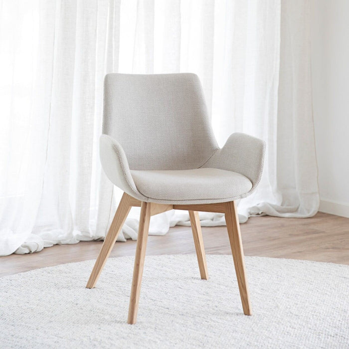 Rowico Home Drimsdale Stoel - Set Van 2 -  Beige Stof|Lichtbruin