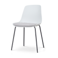 Nolon Nora-Liv Eetkamerstoel Wit - Lichtgrijs Kussen - Zwarte Poten