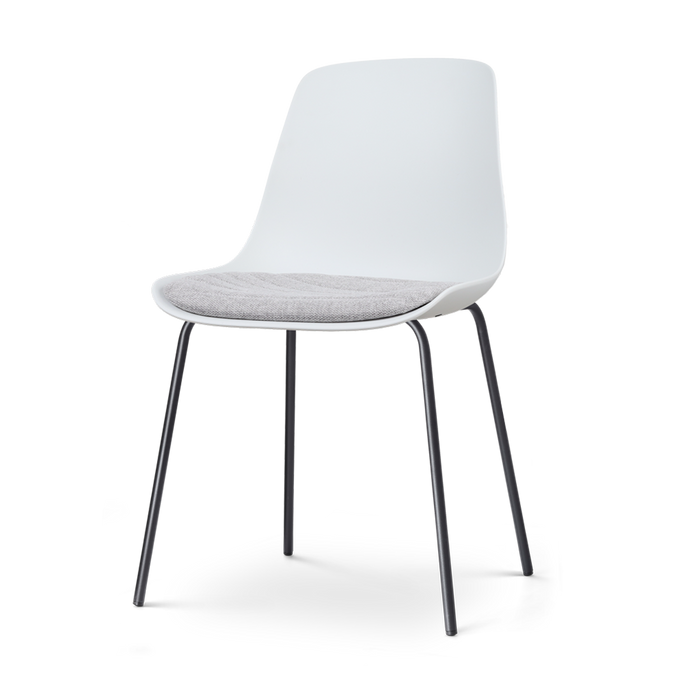 Nolon Nora-Liv Eetkamerstoel Wit - Lichtgrijs Kussen - Zwarte Poten
