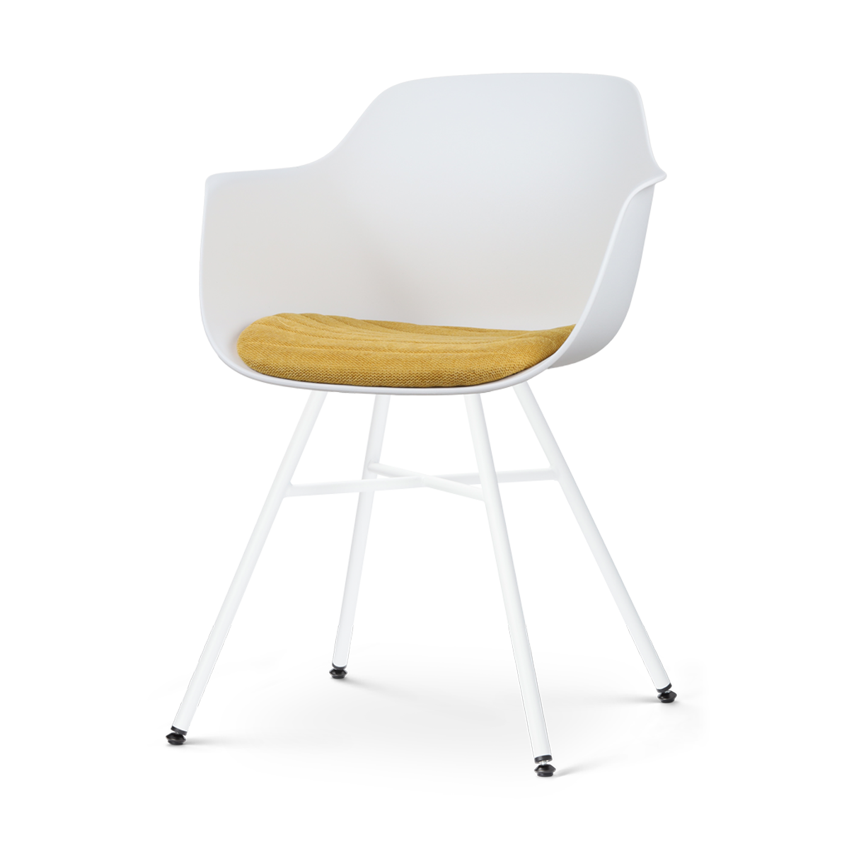 Nolon Noa-Liz Eetkamerstoel Wit - Okergeel Kussen - Witte Poten
