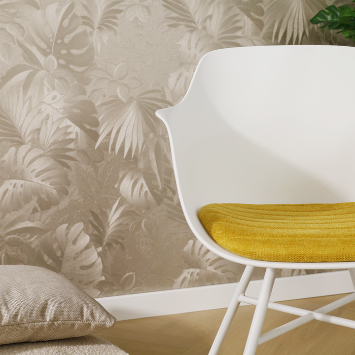 Nolon Noa-Liz Eetkamerstoel Wit - Okergeel Kussen - Witte Poten