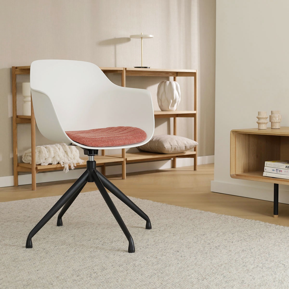 Nolon Nola-Liz Eetkamerstoel Wit - Terracotta - Draaibaar - Zwart