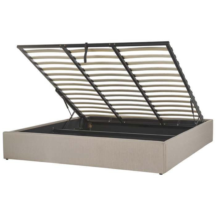 Beliani-DINAN-Tweepersoonsbed-Lichtbruin-180 x 200 cm-Polyester