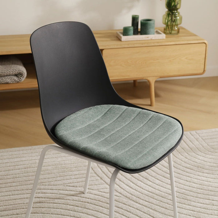 Nolon Nora-Liv Eetkamerstoel Zwart - Zacht Groen Kussen - Witte Poten