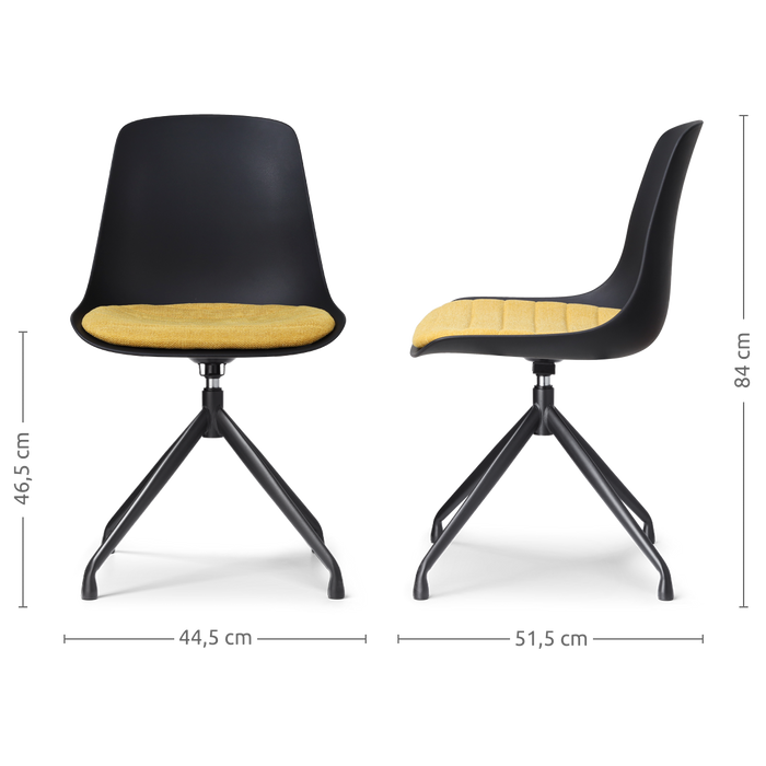 Nolon Nola-Liv Eetkamerstoel Zwart - Okergeel - Draaibaar - Zwart